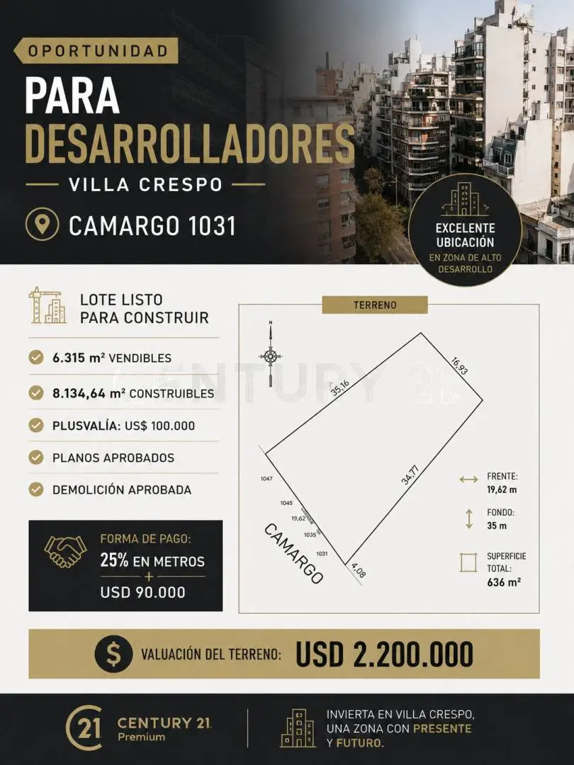 Lote de 637 m² en Villa Crespo, foto 2